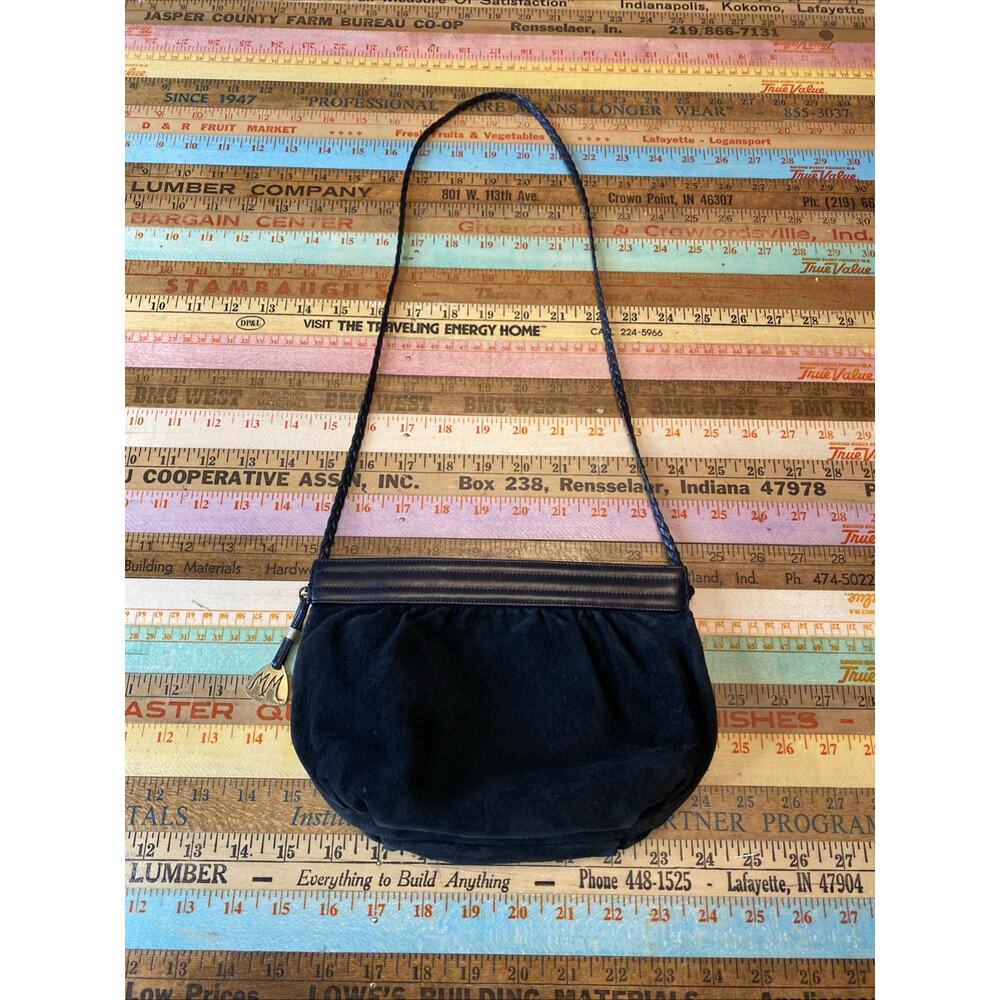Vintage Morris Moskowitz Black Leather Handbag Clutch Braided Shoulder Bag MCM
